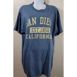 Gildan Blue San Diego California 1850 Graphic Shirt Large Lightweight Stretchy